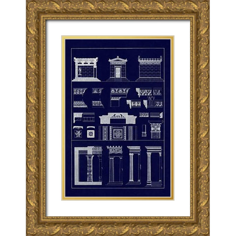 Hellenic Chapel and Decorative Forms (Blueprint) Gold Ornate Wood Framed Art Print with Double Matting by Buhlmann, J.