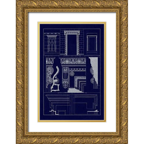 Doorways and Windows (Blueprint) Gold Ornate Wood Framed Art Print with Double Matting by Buhlmann, J.