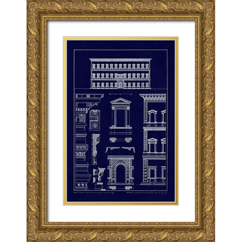 Palazzo Vendramin - Calergi at Venice (Blueprint) Gold Ornate Wood Framed Art Print with Double Matting by Buhlmann, J.