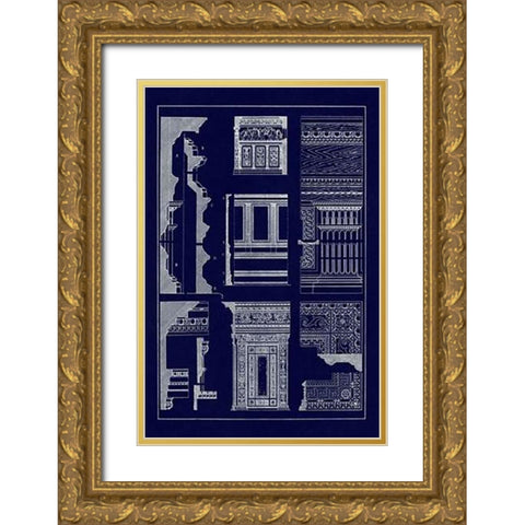 Wall Facing with Wood Paneling (Blueprint) Gold Ornate Wood Framed Art Print with Double Matting by Buhlmann, J.