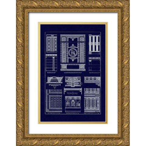 Ceilings with Visible Course of Beams (Blueprint) Gold Ornate Wood Framed Art Print with Double Matting by Buhlmann, J.