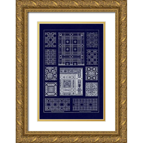 Ceilings with Bays and Mouldings (Blueprint) Gold Ornate Wood Framed Art Print with Double Matting by Buhlmann, J.