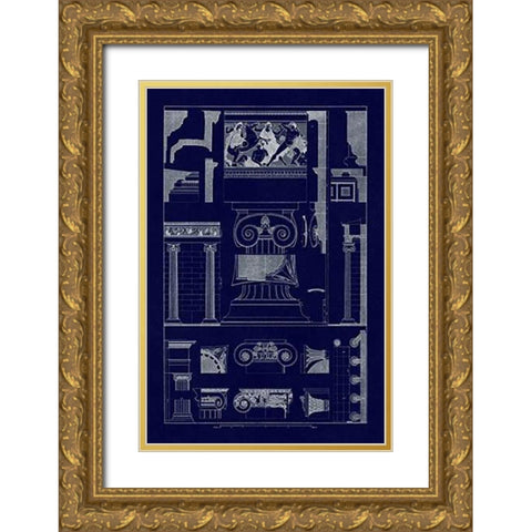 Ionic Orders and Capitals, PolyMuseumome (Blueprint) Gold Ornate Wood Framed Art Print with Double Matting by Buhlmann, J.
