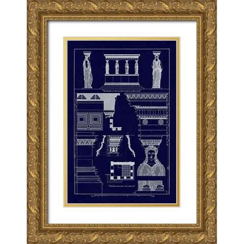 Porch of Caryatids, PolyMuseumome (Blueprint) Gold Ornate Wood Framed Art Print with Double Matting by Buhlmann, J.