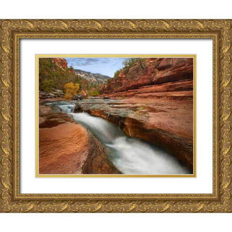 Oak Creek in Slide Rock State Park near Sedona, Arizona Gold Ornate Wood Framed Art Print with Double Matting by Fitzharris, Tim