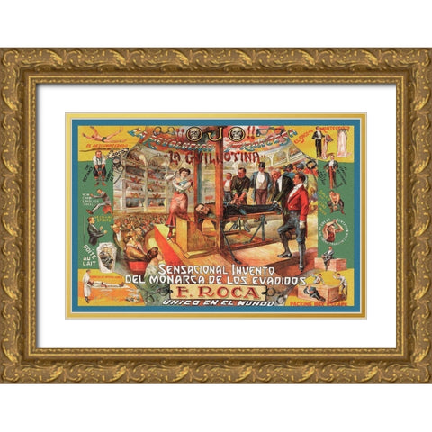 Magicians: Guillotina: F. Roca Gold Ornate Wood Framed Art Print with Double Matting by Unknown