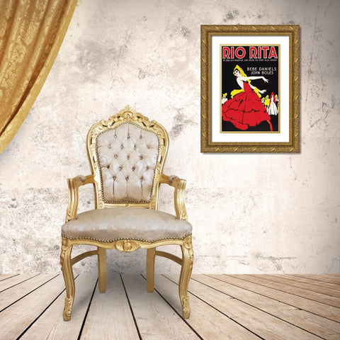 Vintage Film Posters: Rio Rita Gold Ornate Wood Framed Art Print with Double Matting by Unknown