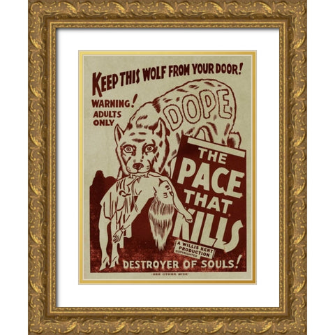 Vintage Vices: Dope: The Pace That Kills Gold Ornate Wood Framed Art Print with Double Matting by Vintage Vices