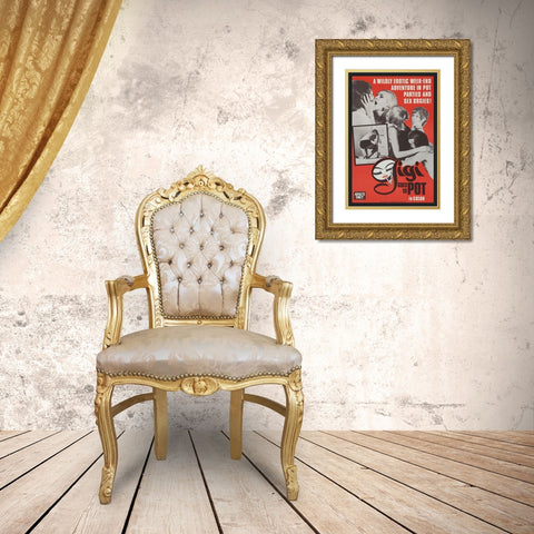 Vintage Vices: Gigi Goes to Pot Gold Ornate Wood Framed Art Print with Double Matting by Vintage Vices