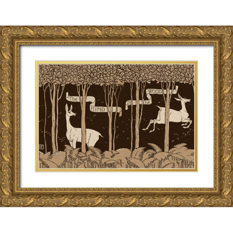 Hind in the Wood Title Page Gold Ornate Wood Framed Art Print with Double Matting by Crane, Walter