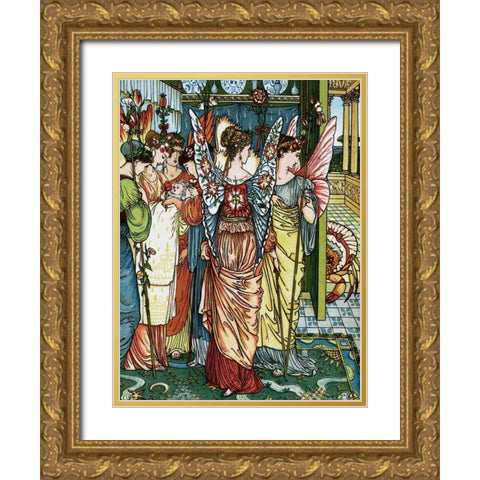 Hind in the Wood - The Baby Gold Ornate Wood Framed Art Print with Double Matting by Crane, Walter