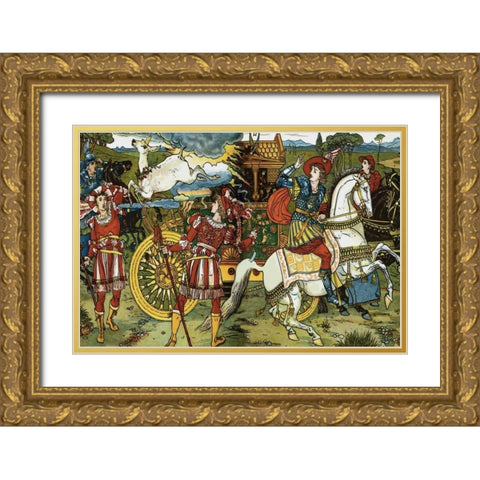 Hind in the Wood - Leap Gold Ornate Wood Framed Art Print with Double Matting by Crane, Walter