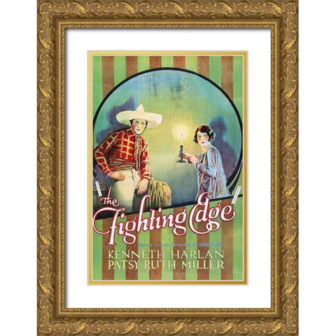 Vintage Westerns: Fighting Edge Gold Ornate Wood Framed Art Print with Double Matting by Unknown
