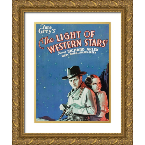 Vintage Westerns: Light of the Western Stars Gold Ornate Wood Framed Art Print with Double Matting by Unknown