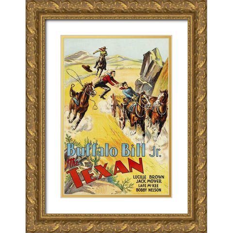Vintage Westerns: Texan Gold Ornate Wood Framed Art Print with Double Matting by Unknown