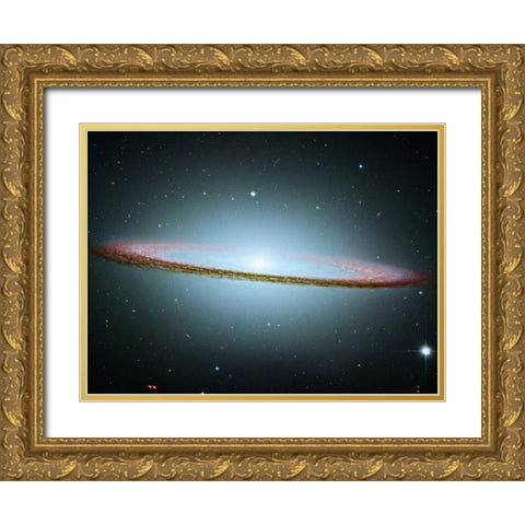 M104 - The Sombrero Galaxy - Colored with Infrared Data Gold Ornate Wood Framed Art Print with Double Matting by NASA