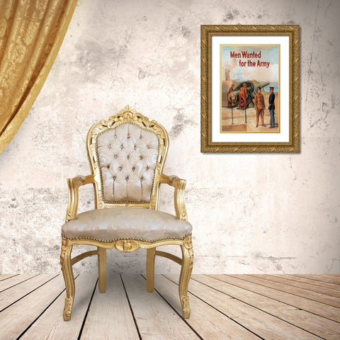 WWI: Men Wanted for the Army Gold Ornate Wood Framed Art Print with Double Matting by Whalen, Michael P.