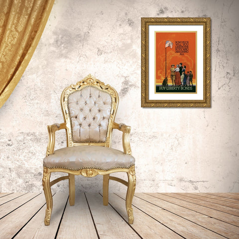 WWI: Buy Liberty Bonds Gold Ornate Wood Framed Art Print with Double Matting by Unknown