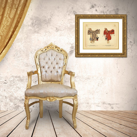 Saddles and Tack: Texas and Red Texas Saddles Gold Ornate Wood Framed Art Print with Double Matting by Unknown