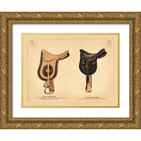 Saddles and Tack: Kilgore Saddles #2 Gold Ornate Wood Framed Art Print with Double Matting by Unknown