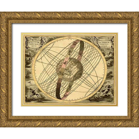 Maps of the Heavens: Solis Cir TerraMaps Gold Ornate Wood Framed Art Print with Double Matting by Cellarius, Andreas