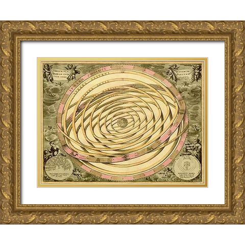 Maps of the Heavens: Orbium PlanenaMaps Gold Ornate Wood Framed Art Print with Double Matting by Cellarius, Andreas
