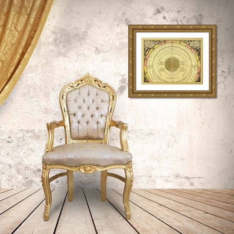 Maps of the Heavens: Tychonis Brahe Calculus PlanetaMaps Gold Ornate Wood Framed Art Print with Double Matting by Cellarius, Andreas