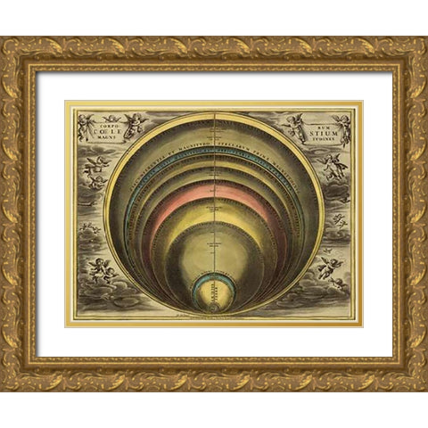 Maps of the Heavens: CorpMaps Coelestium Gold Ornate Wood Framed Art Print with Double Matting by Cellarius, Andreas