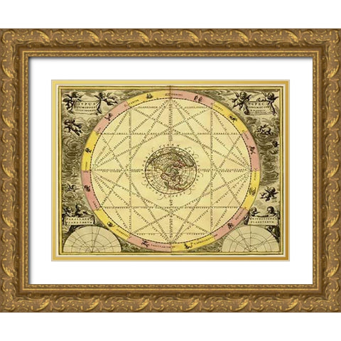 Maps of the Heavens: Typhus Aspec Gold Ornate Wood Framed Art Print with Double Matting by Cellarius, Andreas