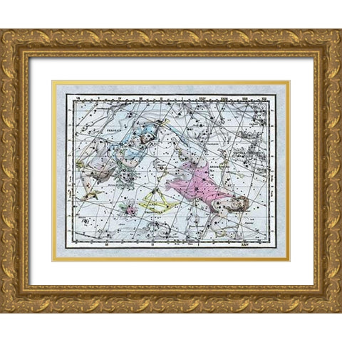 Maps of the Heavens: Andromeda and Perseus Gold Ornate Wood Framed Art Print with Double Matting by Jamieson, Alexander
