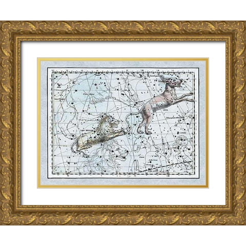 Maps of the Heavens: Leo Minor Gold Ornate Wood Framed Art Print with Double Matting by Jamieson, Alexander