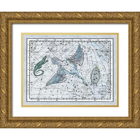Maps of the Heavens: The Swan in the Milkyway Gold Ornate Wood Framed Art Print with Double Matting by Jamieson, Alexander