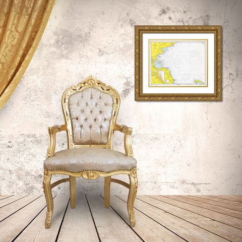 Nautical Chart - Massachusetts Bay ca. 1970 Gold Ornate Wood Framed Art Print with Double Matting by NOAA Historical Map and Chart Collection