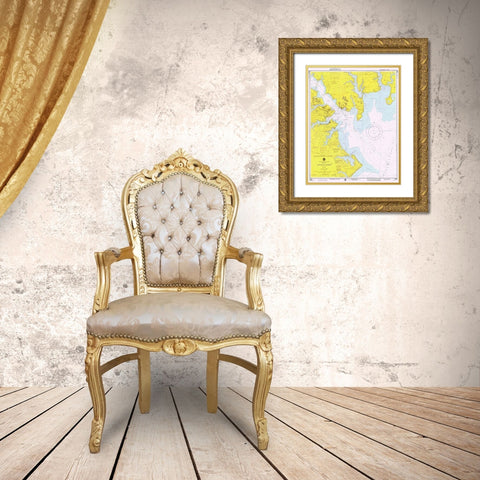 Nautical Chart - Annapolis Harbor ca. 1975 Gold Ornate Wood Framed Art Print with Double Matting by NOAA Historical Map and Chart Collection