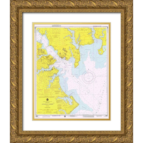 Nautical Chart - Annapolis Harbor ca. 1975 Gold Ornate Wood Framed Art Print with Double Matting by NOAA Historical Map and Chart Collection