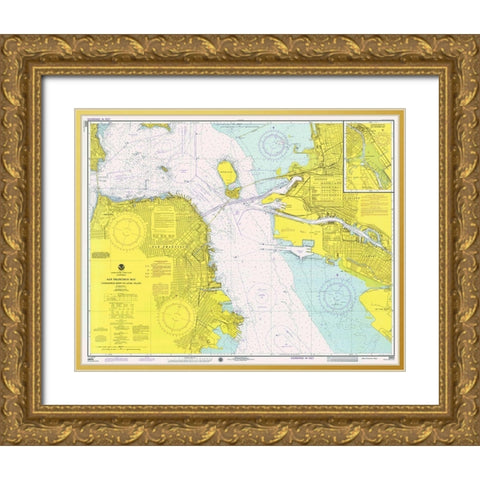 Nautical Chart - San Francisco Bay ca. 1975 Gold Ornate Wood Framed Art Print with Double Matting by NOAA Historical Map and Chart Collection