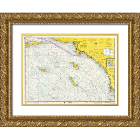 Nautical Chart - San Diego to Santa Rosa Island ca. 1975 Gold Ornate Wood Framed Art Print with Double Matting by NOAA Historical Map and Chart Collection