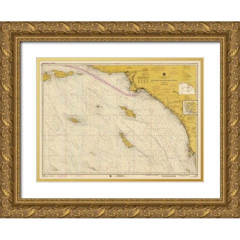 Nautical Chart - San Diego to Santa Rosa Island ca. 1975 - Sepia Tinted Gold Ornate Wood Framed Art Print with Double Matting by NOAA Historical Map and Chart Collection