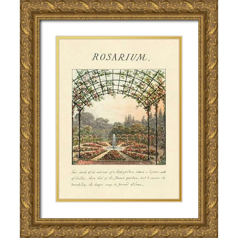 Rosarium, 1813 Gold Ornate Wood Framed Art Print with Double Matting by Repton, Humphry