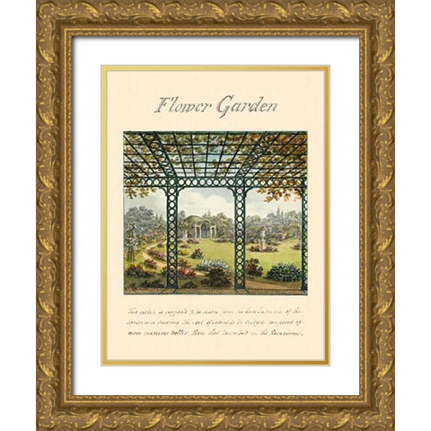 Flower Garden, 1813 Gold Ornate Wood Framed Art Print with Double Matting by Repton, Humphry