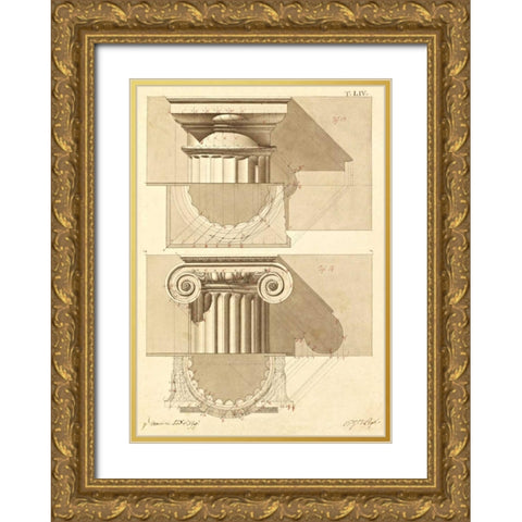Plate 54 for Elements of Civil Architecture, ca. 1818-1850 Gold Ornate Wood Framed Art Print with Double Matting by Vannini, Giuseppe