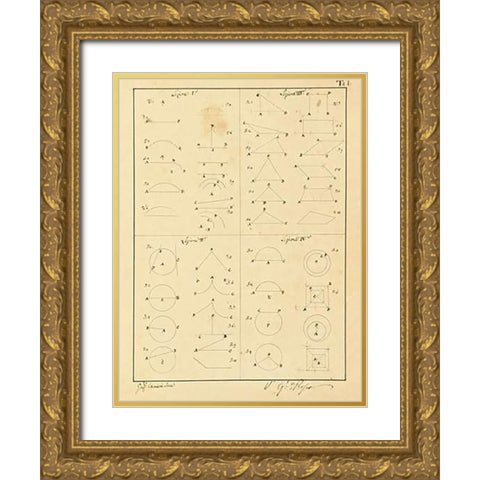 Plate 1 for Elements of Civil Architecture, ca. 1818-1850 Gold Ornate Wood Framed Art Print with Double Matting by Vannini, Giuseppe