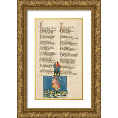 Alexander the Great in the Air Gold Ornate Wood Framed Art Print with Double Matting by German 15th Century