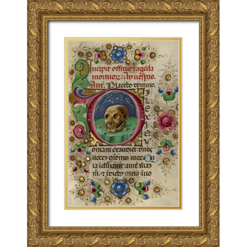 Initial D: A Skull in a Rocky Field Gold Ornate Wood Framed Art Print with Double Matting by Crivetti, Taddeo