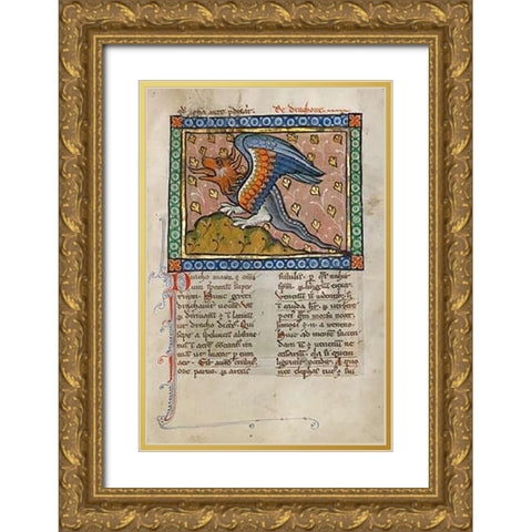 A Dragon Gold Ornate Wood Framed Art Print with Double Matting by Franco-Flemish 13th Century