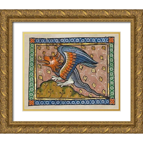 A Dragon (detail) Gold Ornate Wood Framed Art Print with Double Matting by Franco-Flemish 13th Century