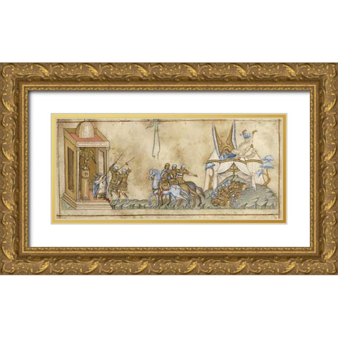 The Death of Sennacherib Gold Ornate Wood Framed Art Print with Double Matting by Italian 14th Century