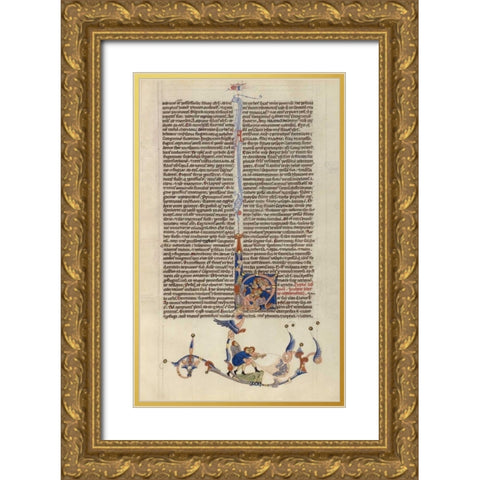 Page from the Abbey Bible Gold Ornate Wood Framed Art Print with Double Matting by Italian 13th Century