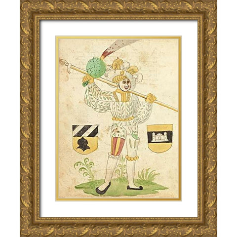 Civic festival of the Nuremberg Schembartlauf - White Costume Gold Ornate Wood Framed Art Print with Double Matting by German 16th Century