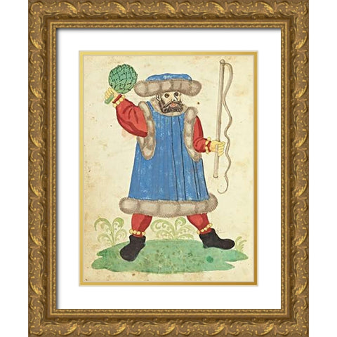 Civic festival of the Nuremberg Schembartlauf - Blue Costume Gold Ornate Wood Framed Art Print with Double Matting by German 16th Century